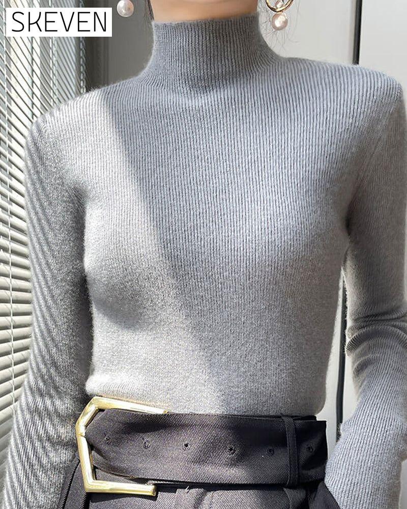 Half-High Neck Knitted Sweater