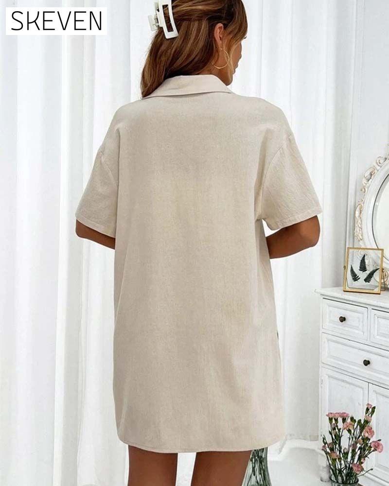 Lässiges einfarbiges Hemd- und Shorts-Set