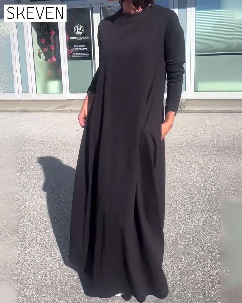 Loose Long Sleeve Round Neck Dress
