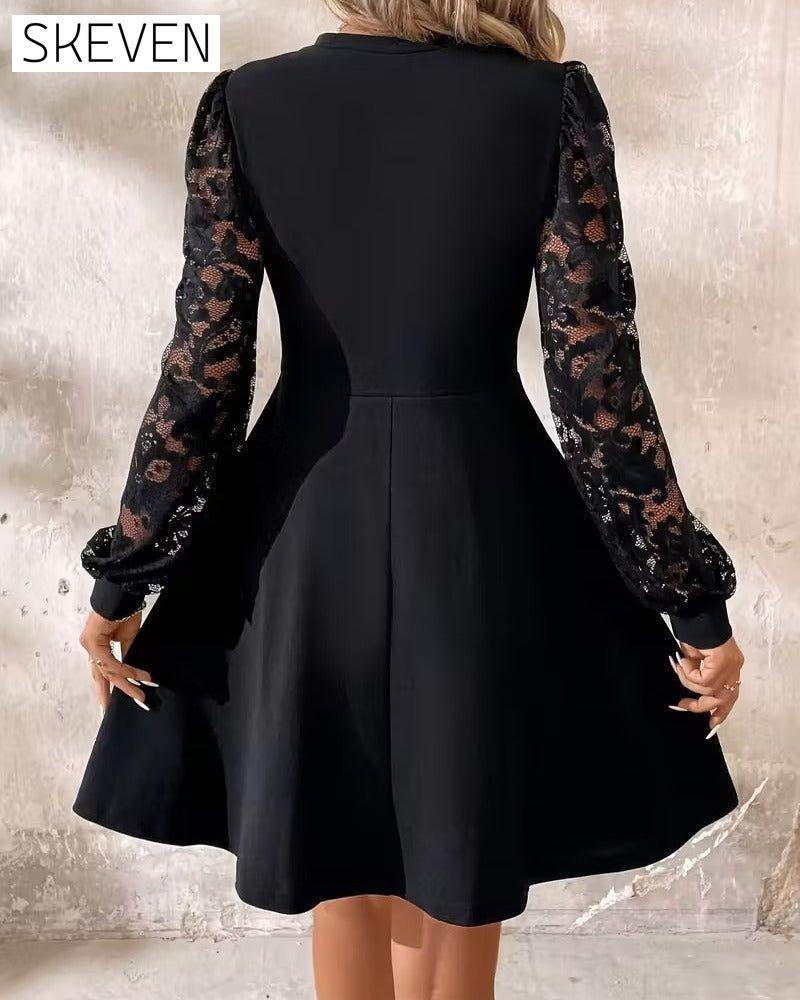 Robe trapèze à dentelle tendance