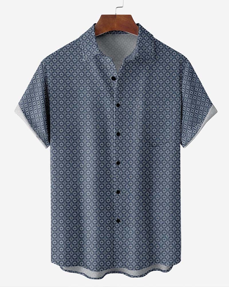 Lapel All-Over Print Small Geometric Shirt