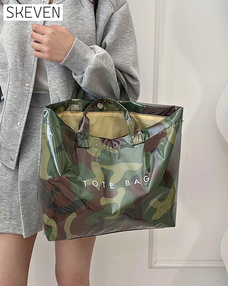 Sac fourre-tout pour femme à motif camouflage et feuilles