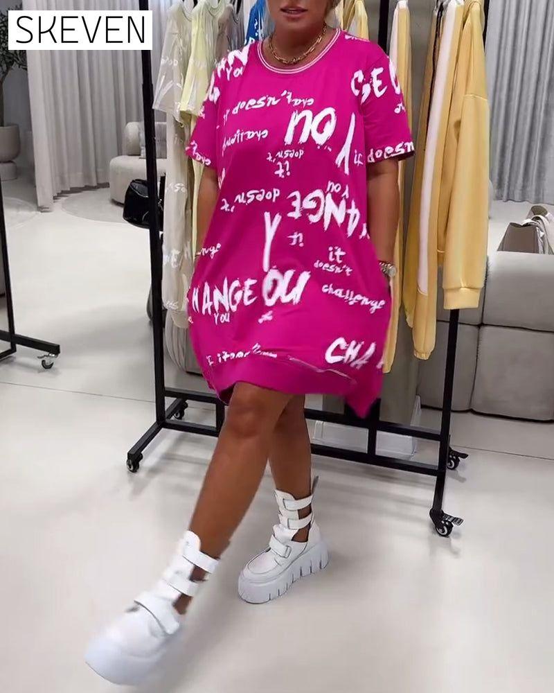 Loose Letter Print Dress
