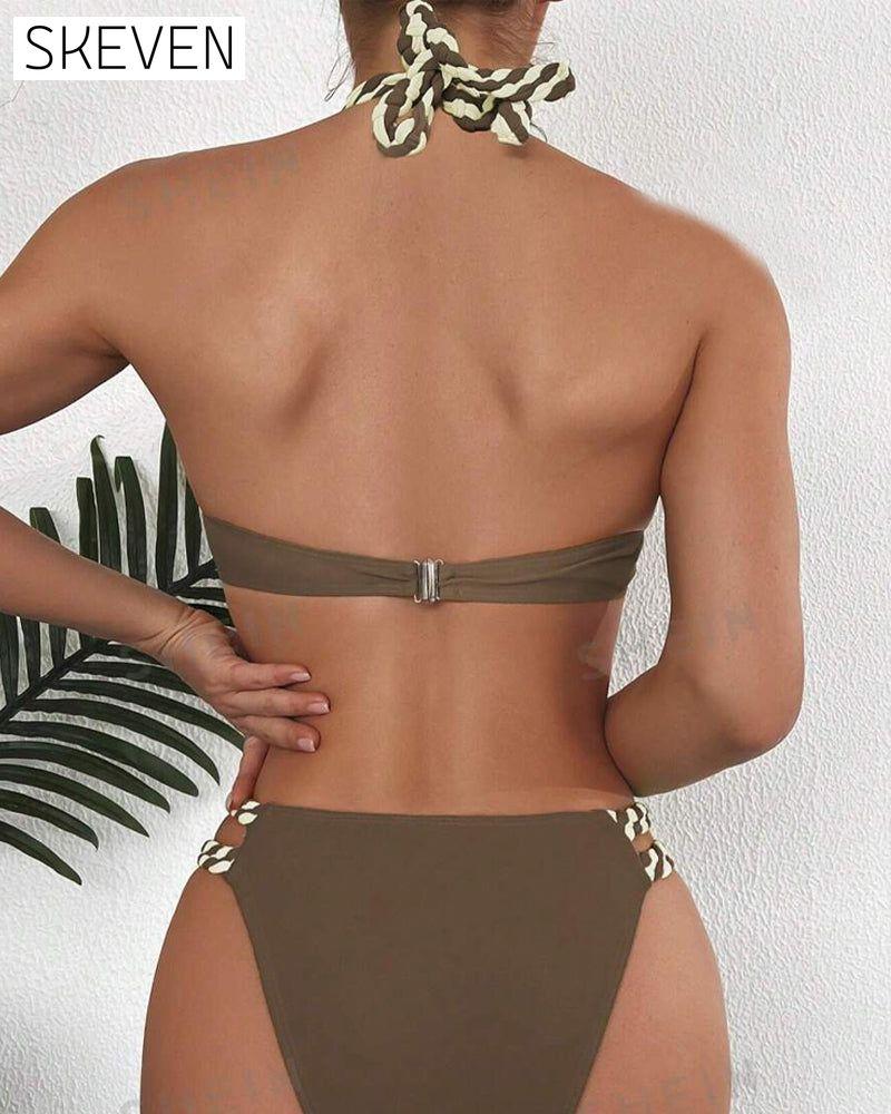 Ensemble bikini dos nu colorblock