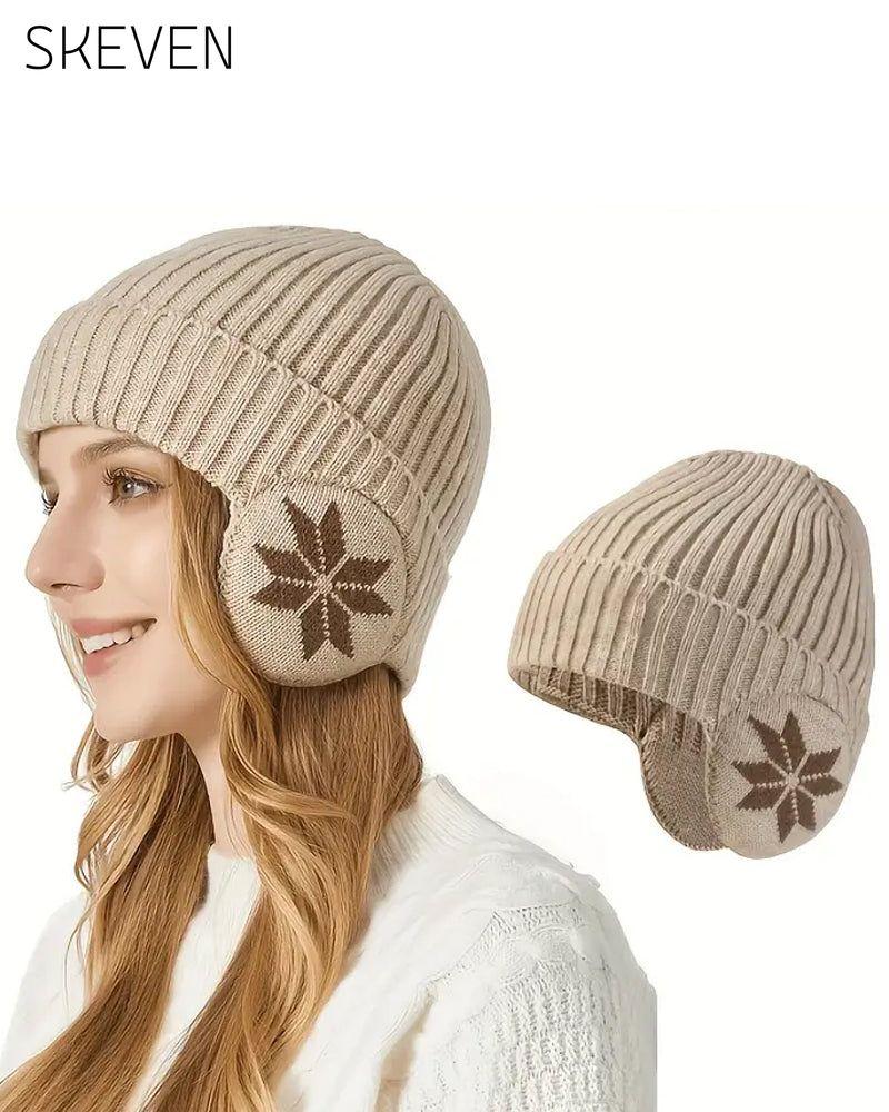 1 Stück Damen-Wintermütze mit Fleecefutter und Fleeceohren
