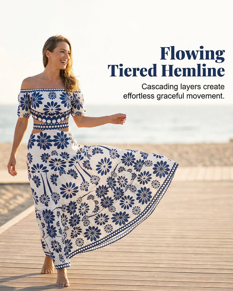 Off-Shoulder Floral Cutout Dress