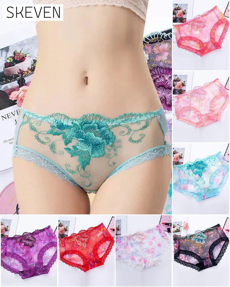 Culotte antibactérienne avec broderie en dentelle