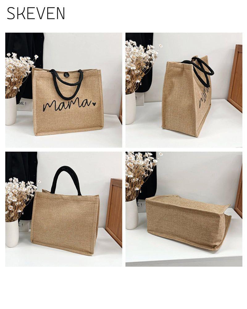 Tragbare Leinen-Schultertasche mit großem Fassungsvermögen