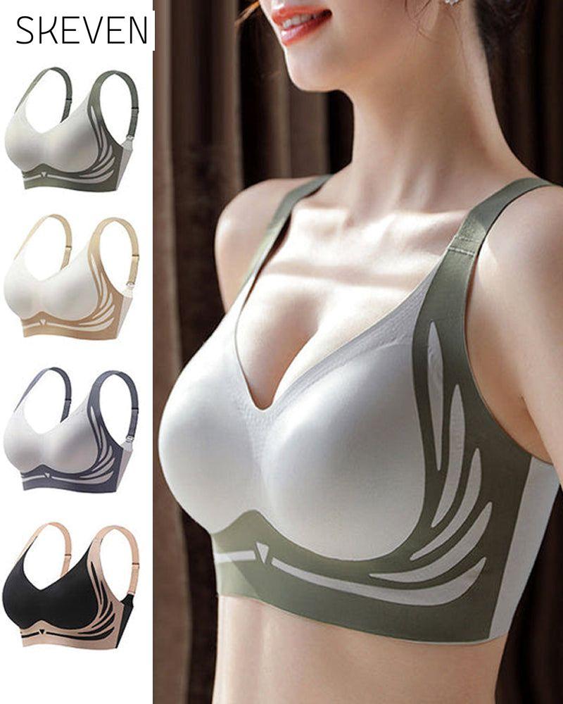 Lifting anti-sagging wireless push-up bra