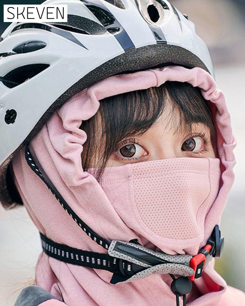 Hooded face mask with neck warmer for cycling