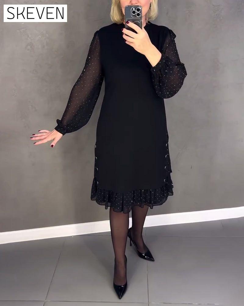 Langärmeliges Kleid mit Polka-Dots