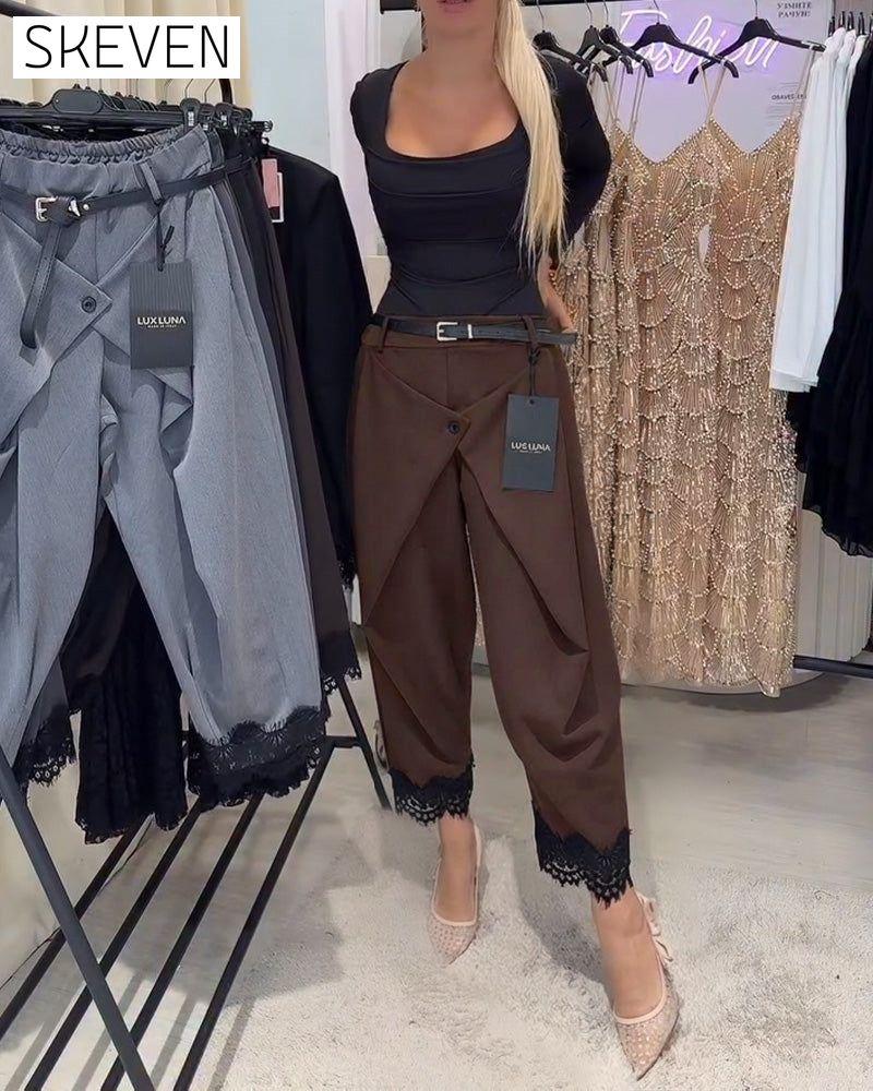 Fashionable Lace Stitching Harem Pants