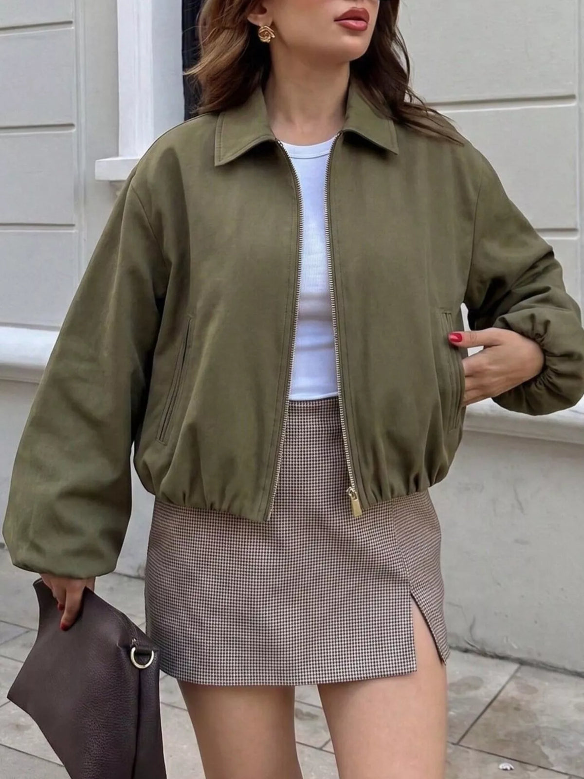 Zip Up Cropped Jacket