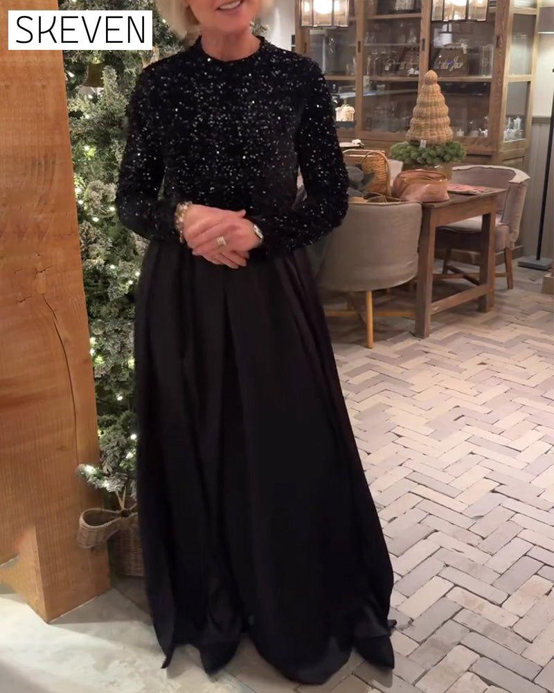 Elegantes, bodenlanges Paillettenkleid