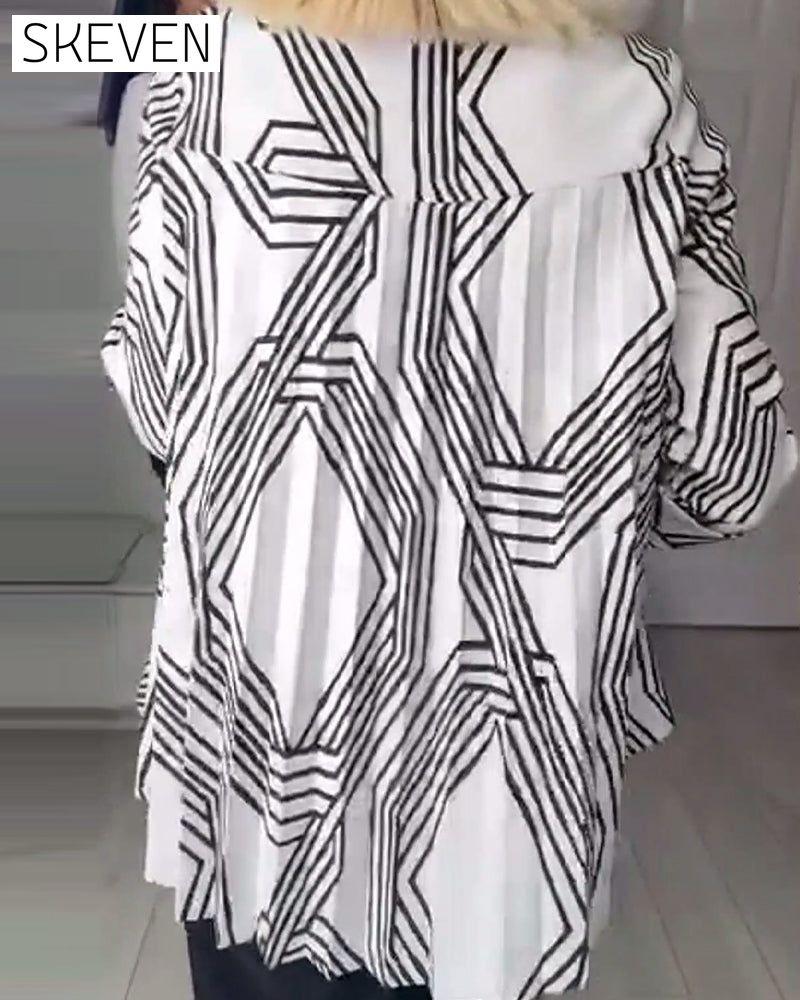 Plissiertes Freizeittop mit Kontrastprint