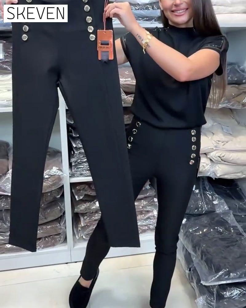 Stylish Button-Up Stretch Pants
