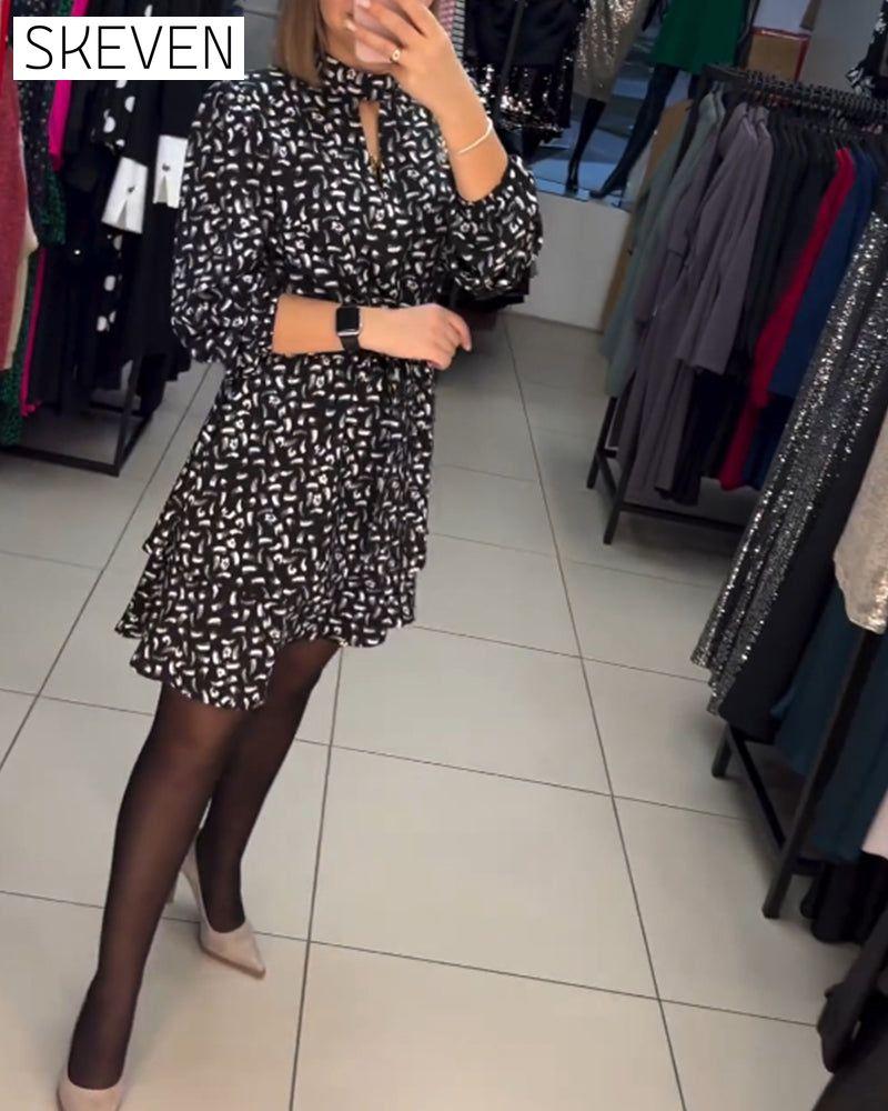 Elegant printed cutout dress