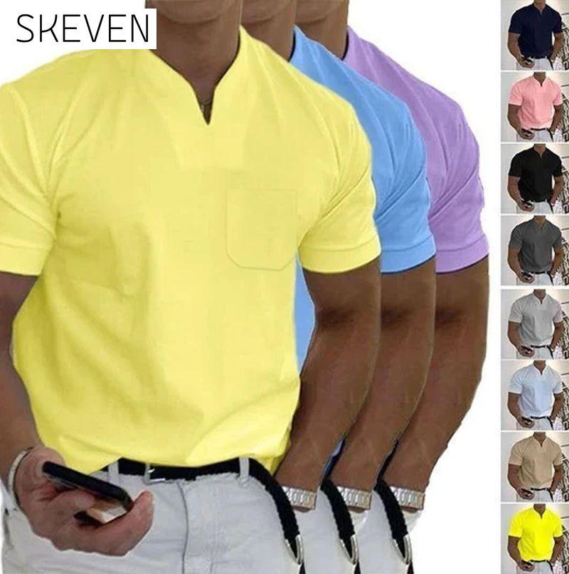 T-shirt uni à col en V