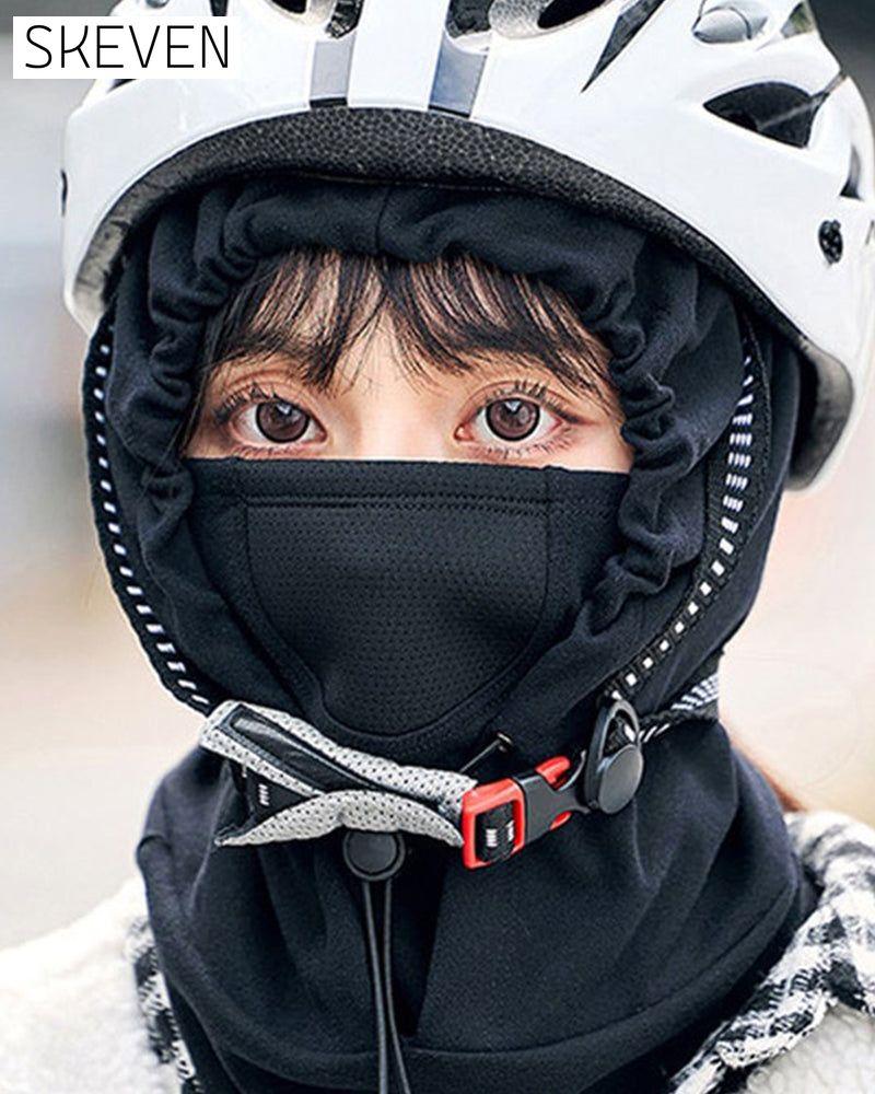 Hooded face mask with neck warmer for cycling