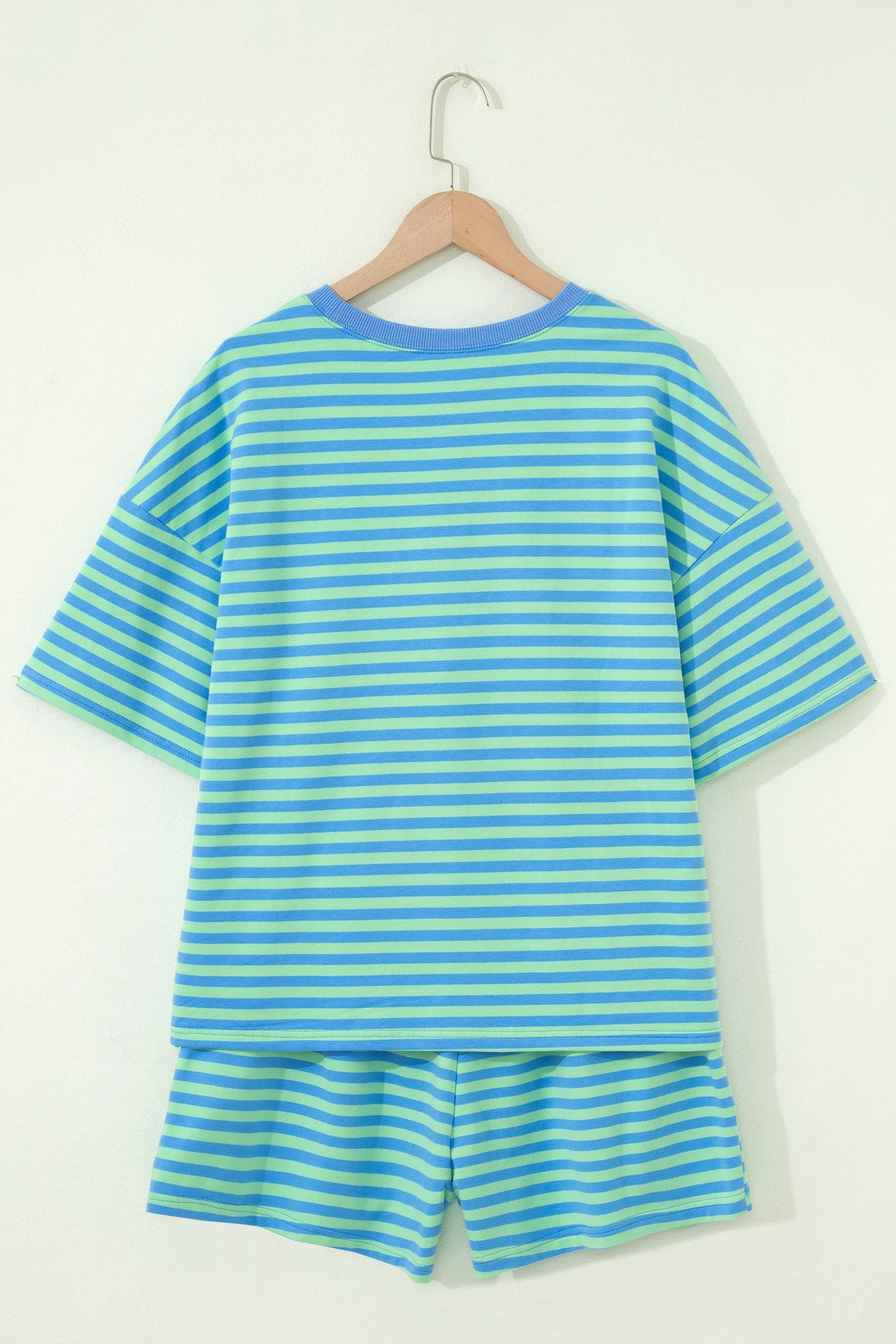 Stripe Top & Elastic Waist Shorts Set