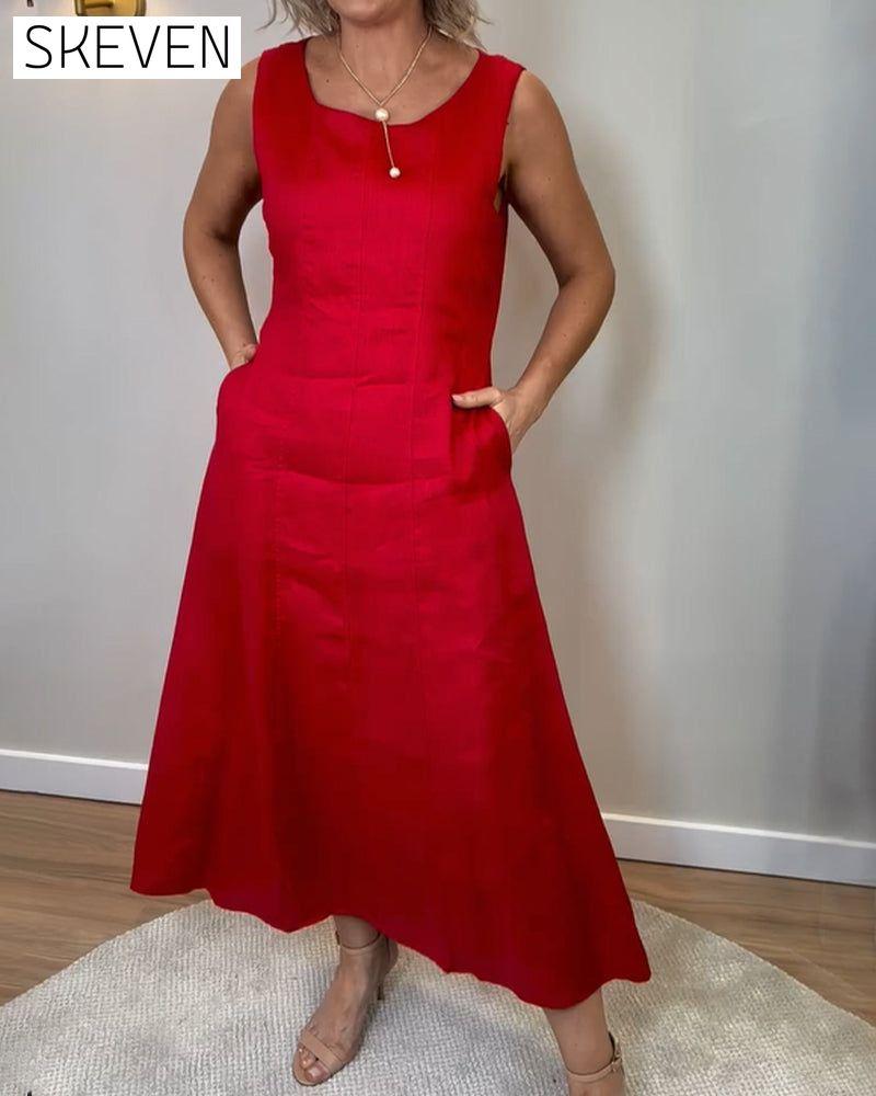Ärmellose Weste in Unifarben, lässiges Kleid
