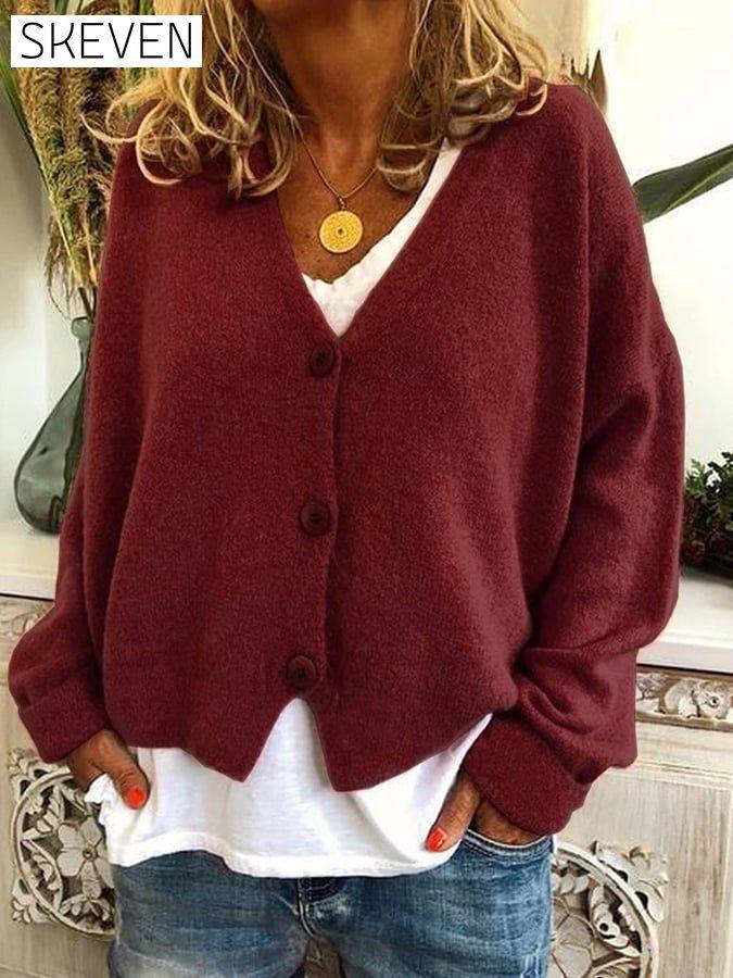 Women's Casual Loose Sweater Knit Cardigan top tops