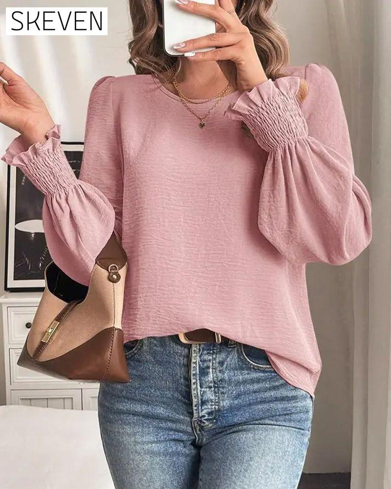 Women's Plain Casual Round Neck Top