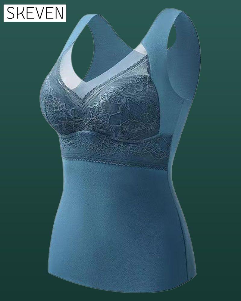 Lace Thermal Vest With Chest Pad Underwear