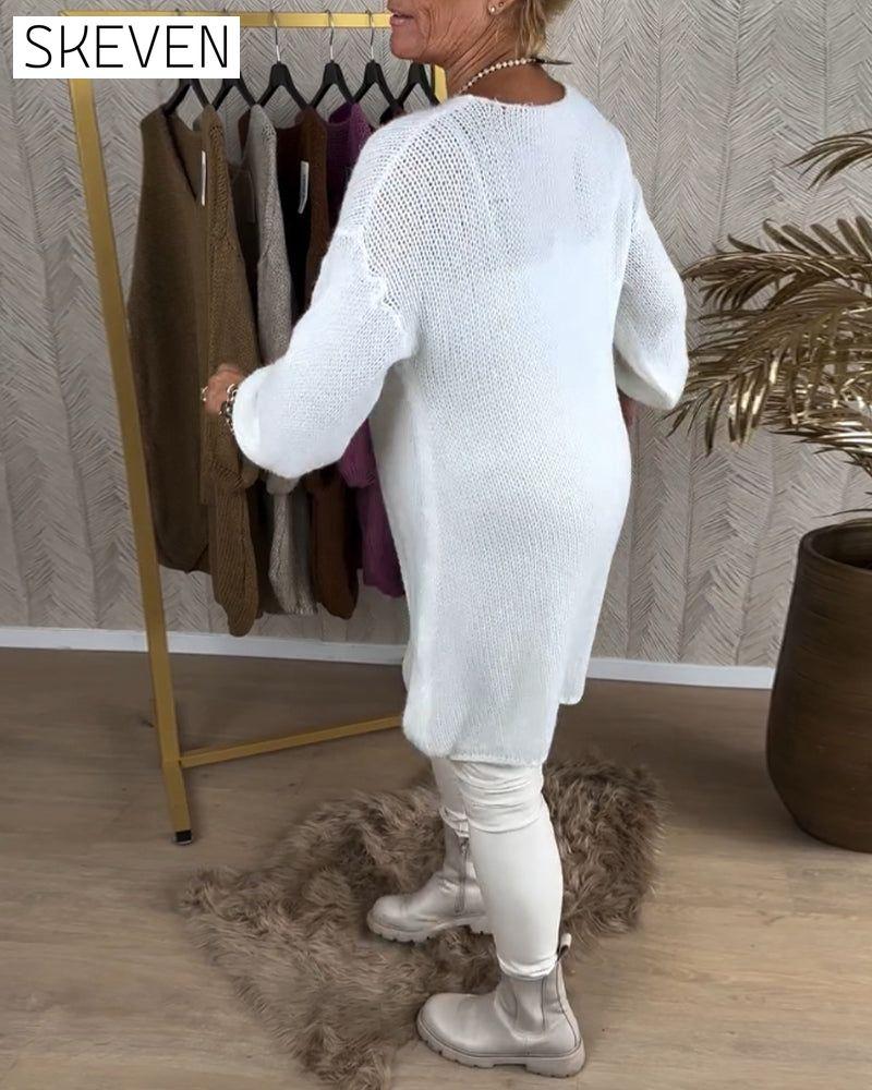 Irregular solid color casual sweater