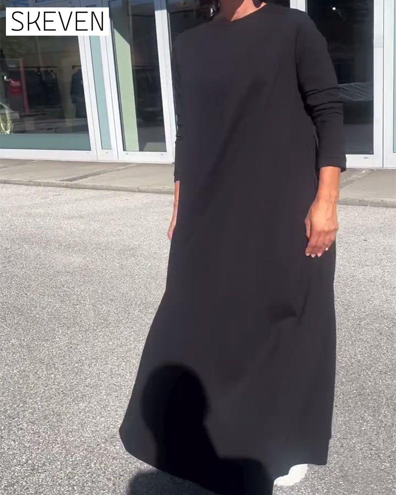 Loose Long Sleeve Round Neck Dress