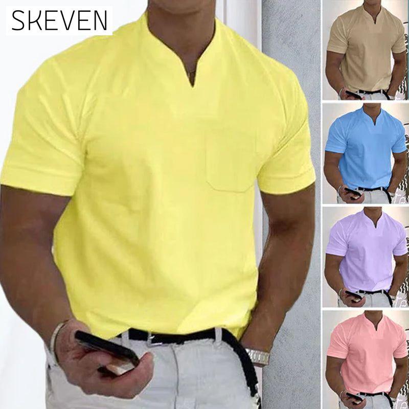 T-shirt uni à col en V