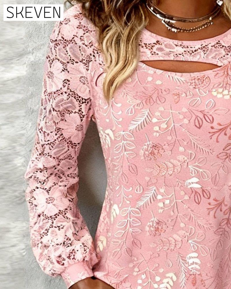 Blouse patchwork ajourée tendance