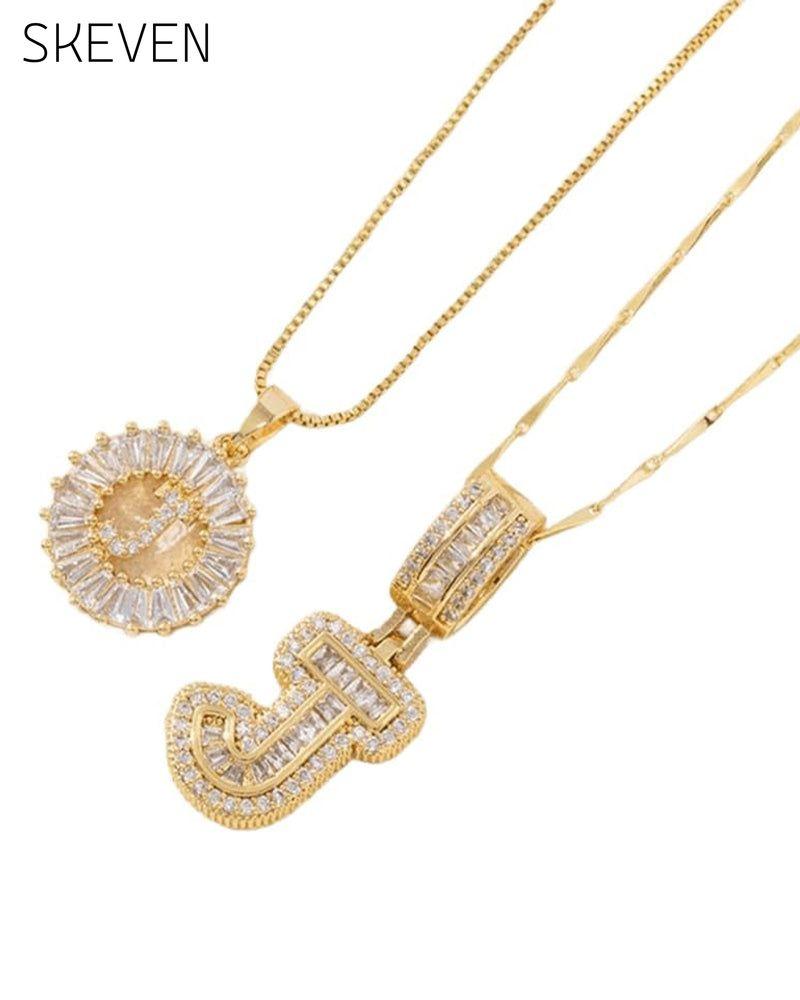 Initial Letter Pendant Necklaces -2 Pack