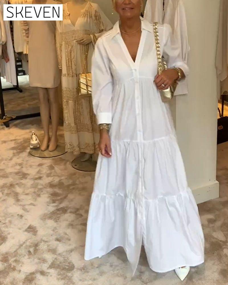 robe patchwork à revers boutonné