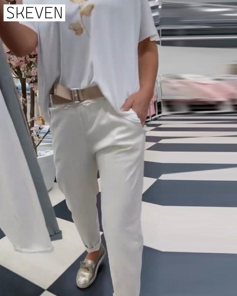 Solid-colored casual pants