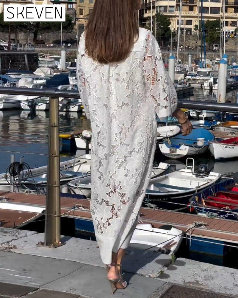 Lace flower solid color dress 202466 casual dresses spring summer