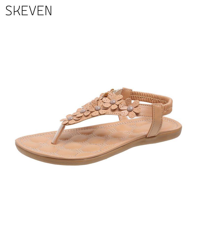 Beach Sandals with 3D Flowers