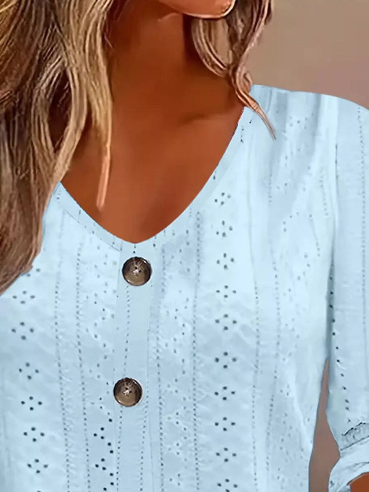 Eyelet Tie-Sleeve Detail Top