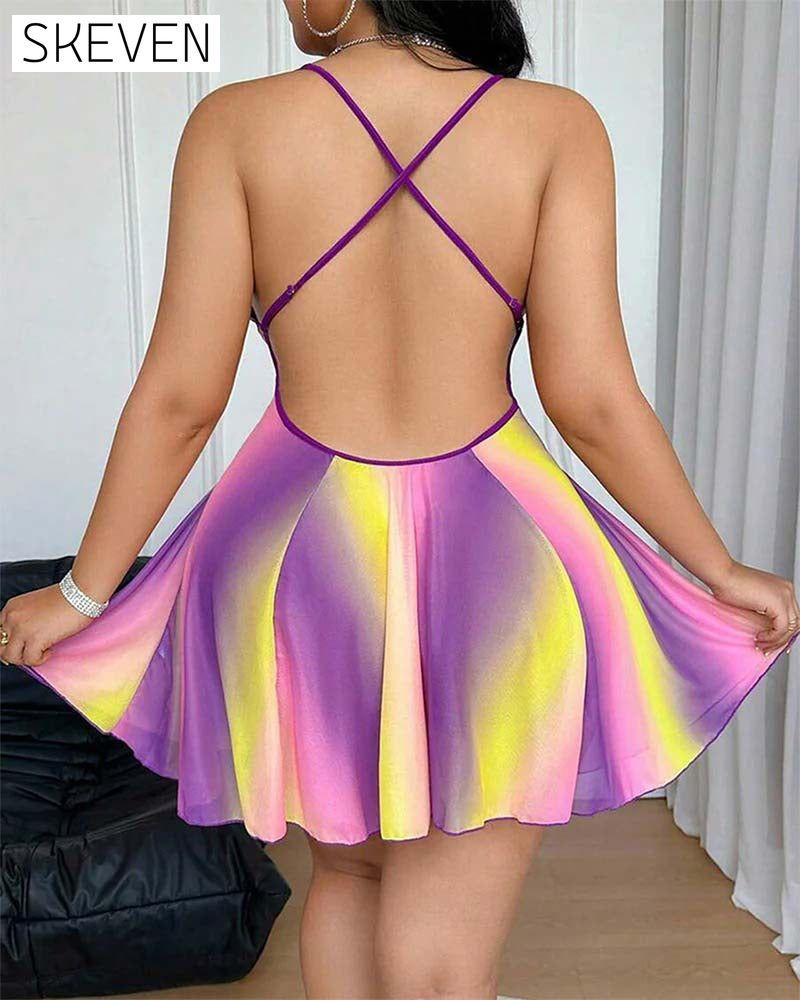 Plus Size Colorful Embroidered Camisole Nightgown