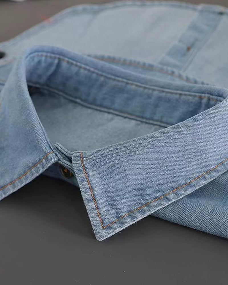 Classic Edgy Denim False Collar