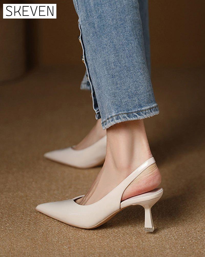 einfarbige, elegante, spitze High Heels