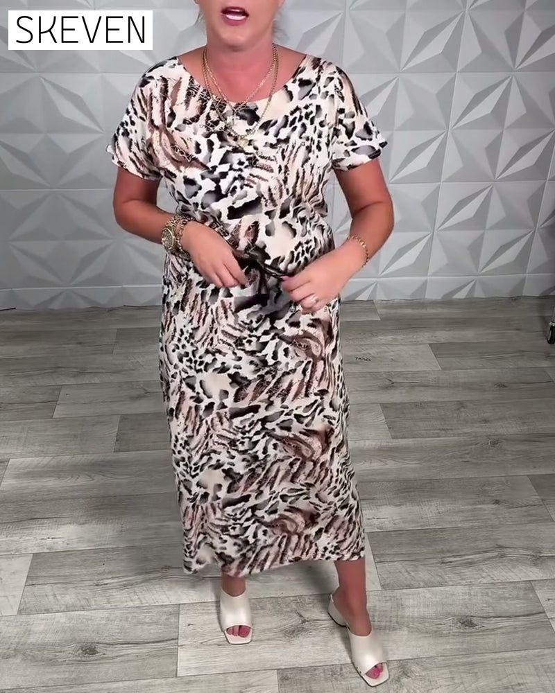 Round Neck Zebra Print Dress