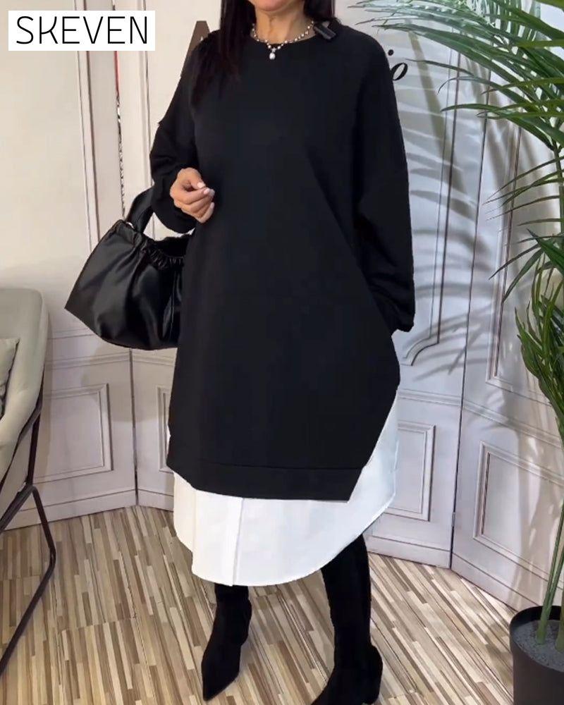 Round Neck Patchwork Dress