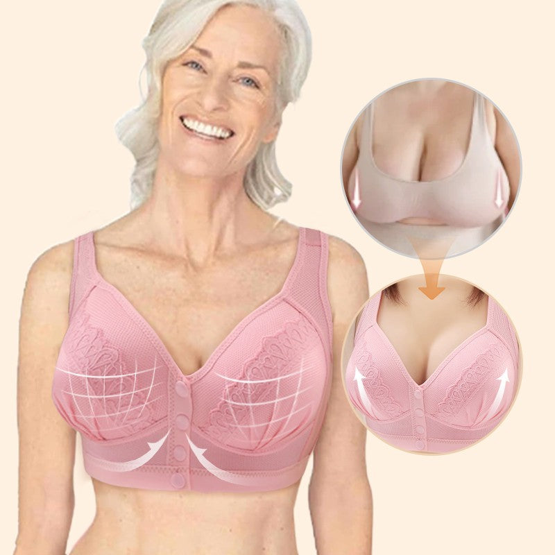 💥LAST DAY SALE ONLY ￡7.99!!💘CloudComfort™ Front-Button Cotton Bra – Breathable • Wire-Free • All-Day Support • Non-Padded & Skin-Friendly 🌿