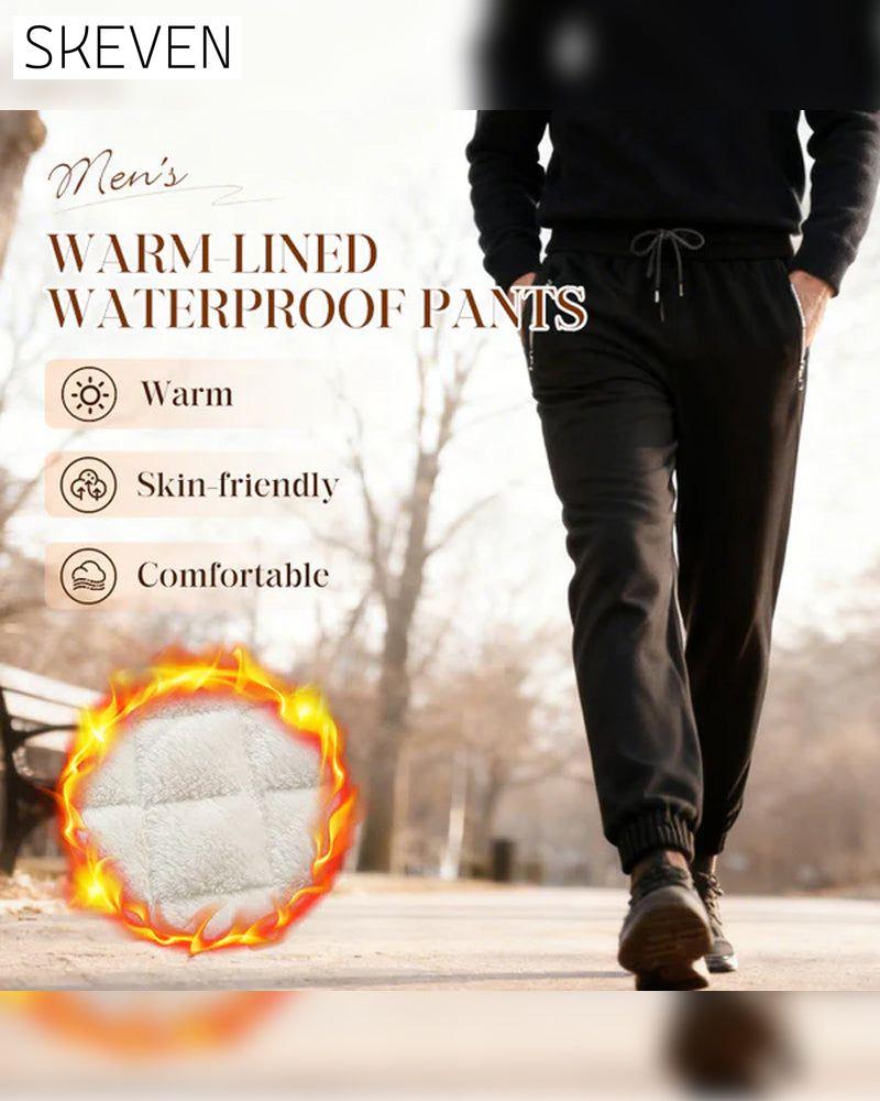 Pantalon imperméable doublé chaud à cordon de serrage pour homme