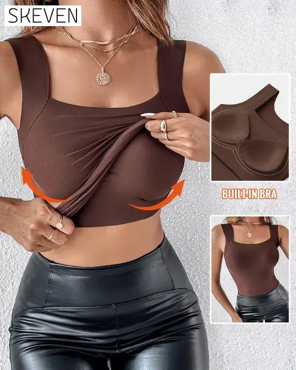 🔥Débardeur gainant à col en U avec soutien-gorge intégré