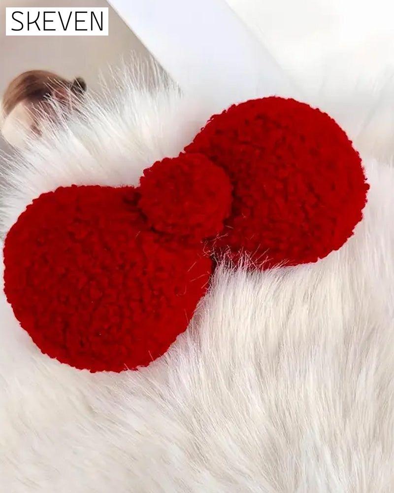 Cute Cat Ear Design Pom Pom Decor Plush Hat