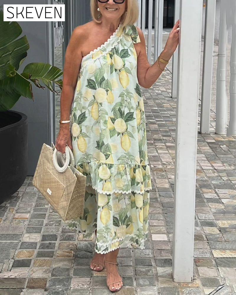 Robe asymétrique à imprimé floral