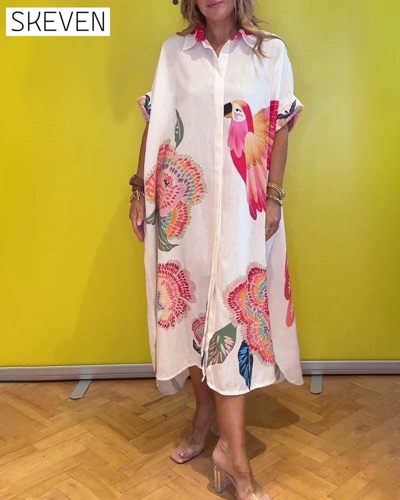 Robe longue imprimée à revers