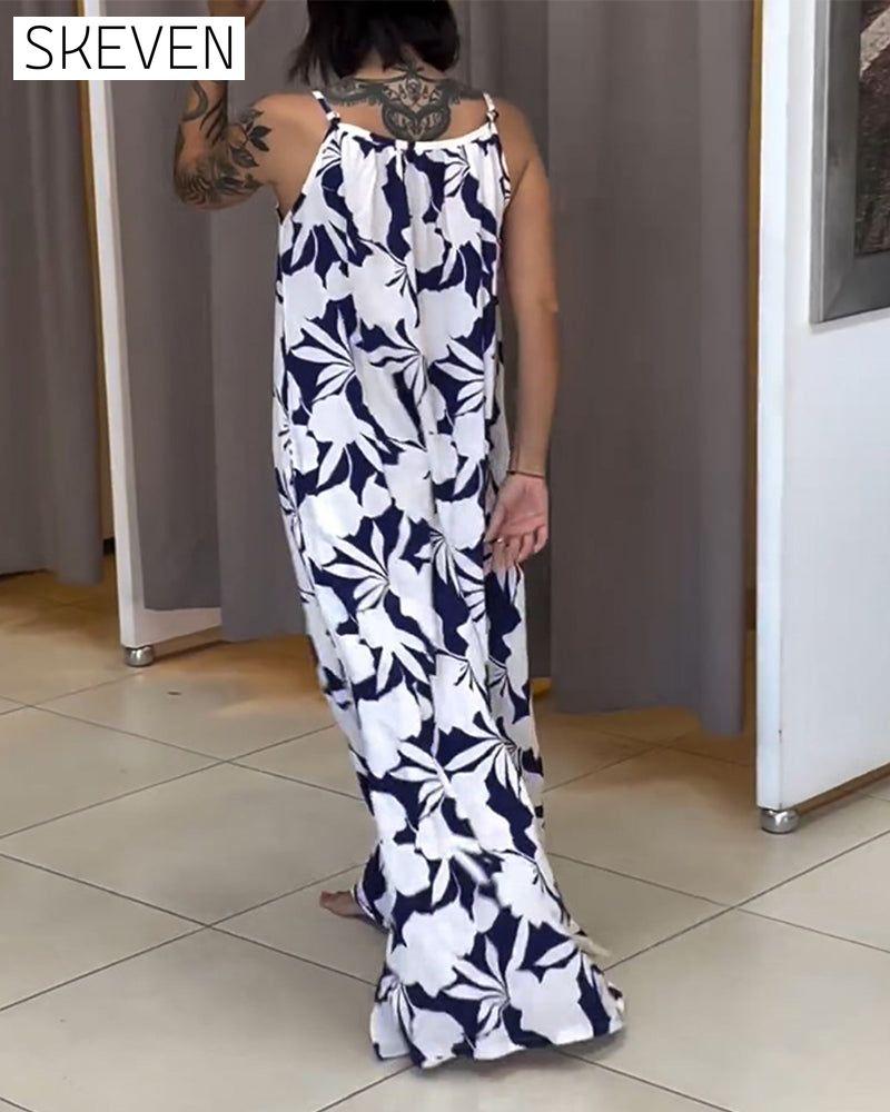 Strappy printed shift dress